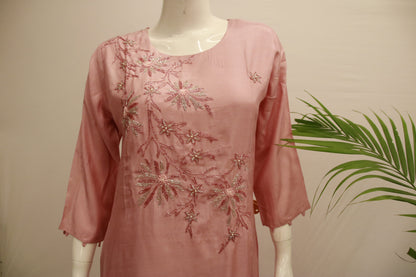 Pink Silk  Dupatta Set