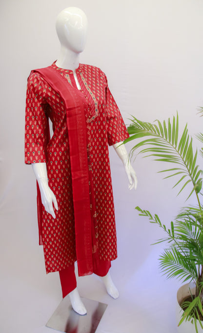 Premium Red Dupatta Set