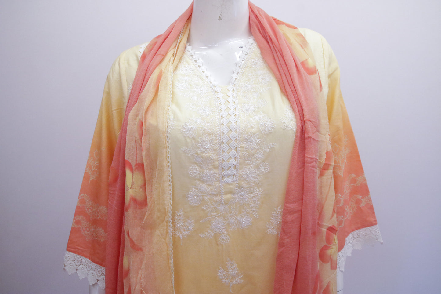 Process Linen Orange Dupatta Set