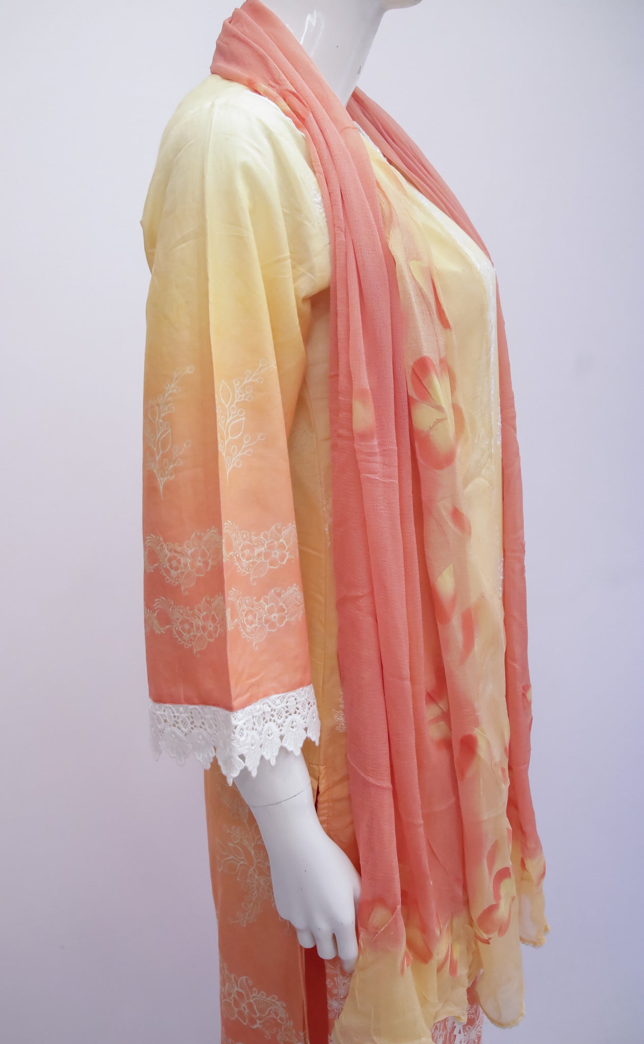 Process Linen Orange Dupatta Set