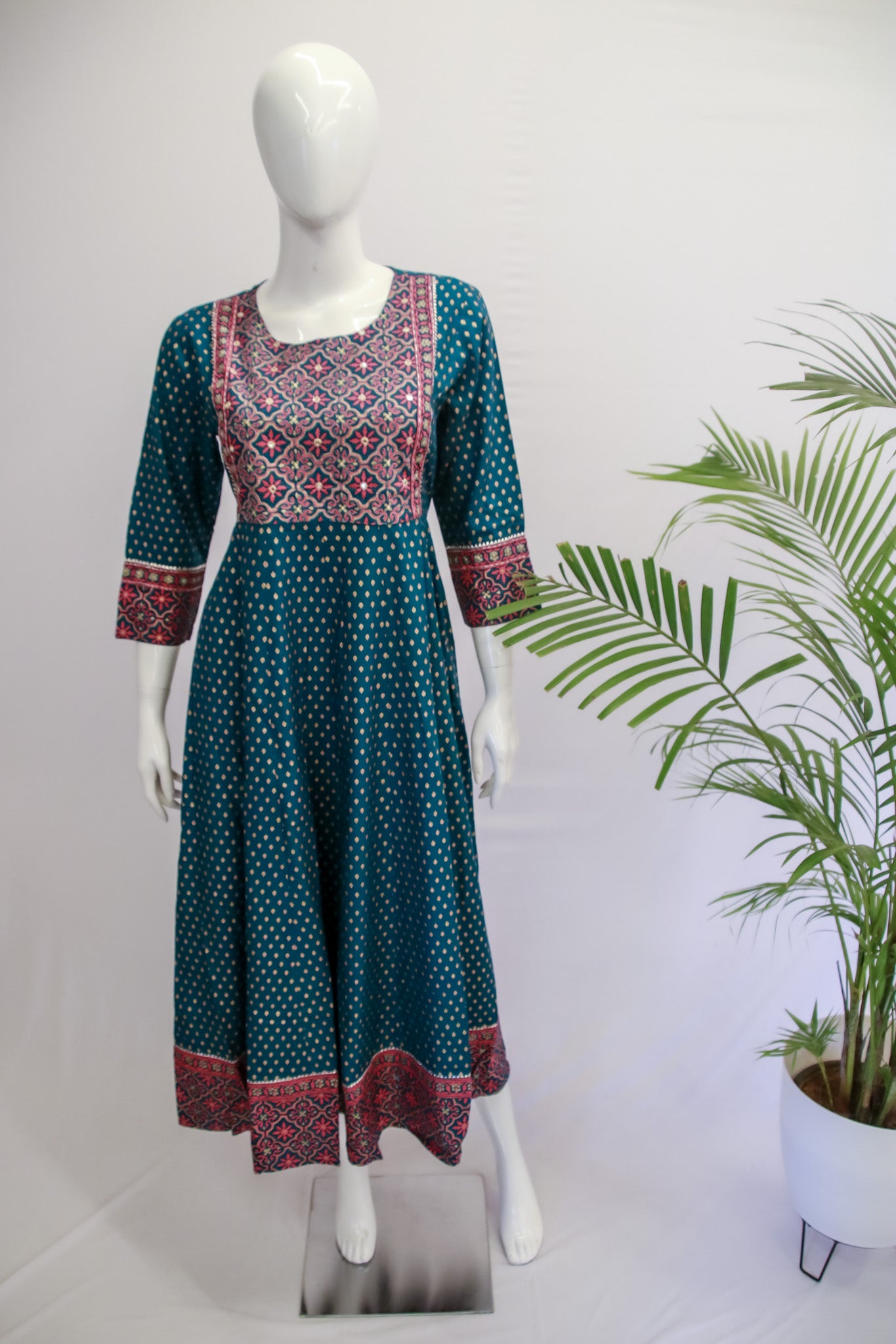 Rayon Anarkali Sea Green Gown