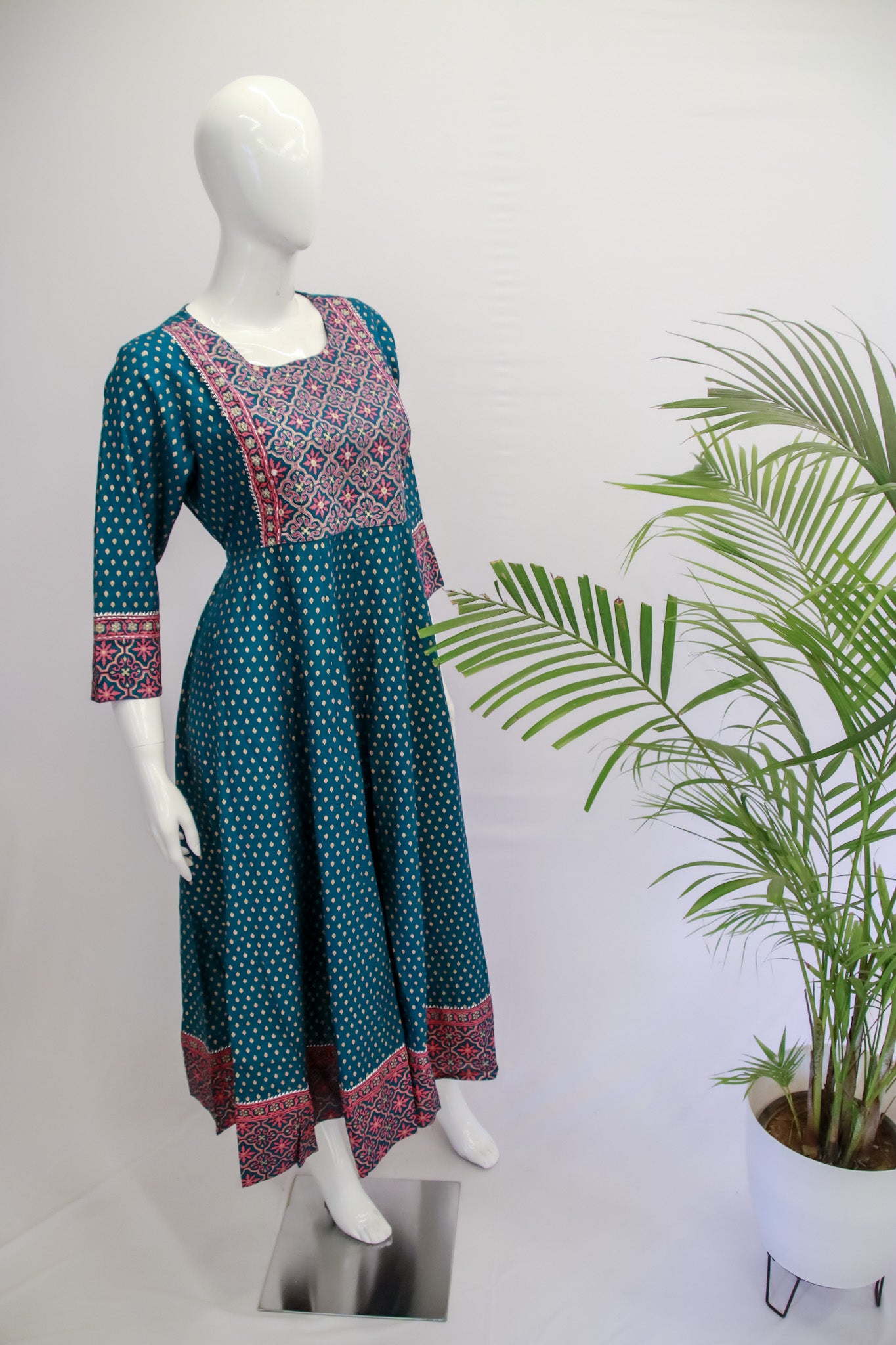 Rayon Anarkali Sea Green Gown