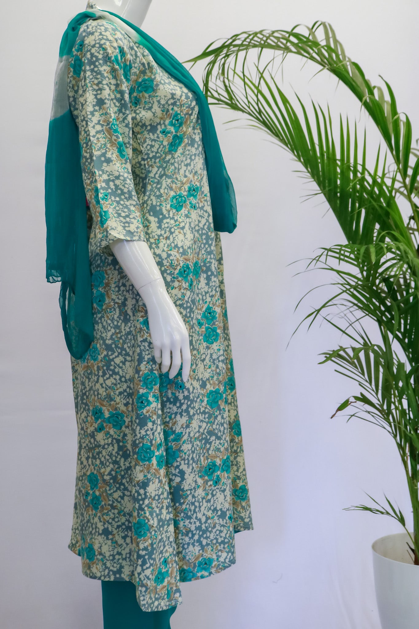 Rayon Blue Dupatta Set