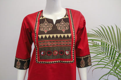 Red Cotton Dupatta Set