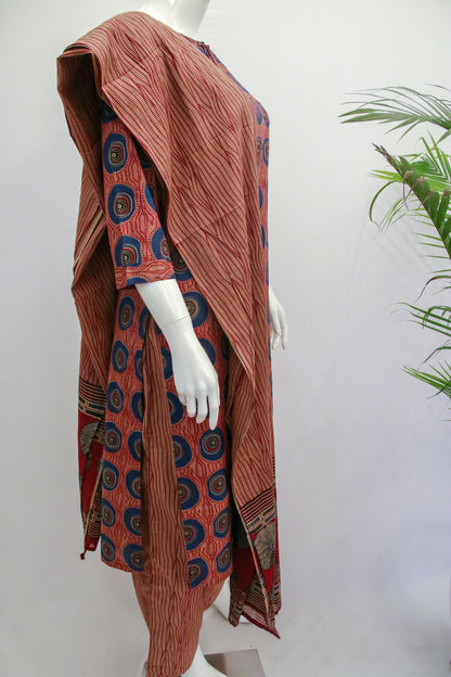Red Cotton Dupatta Set