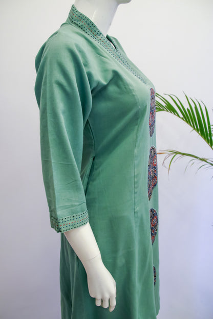 Sea Green Cotton Top & Pant Set