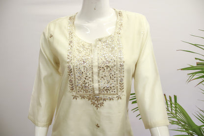 Cream Silk Dupatta Set