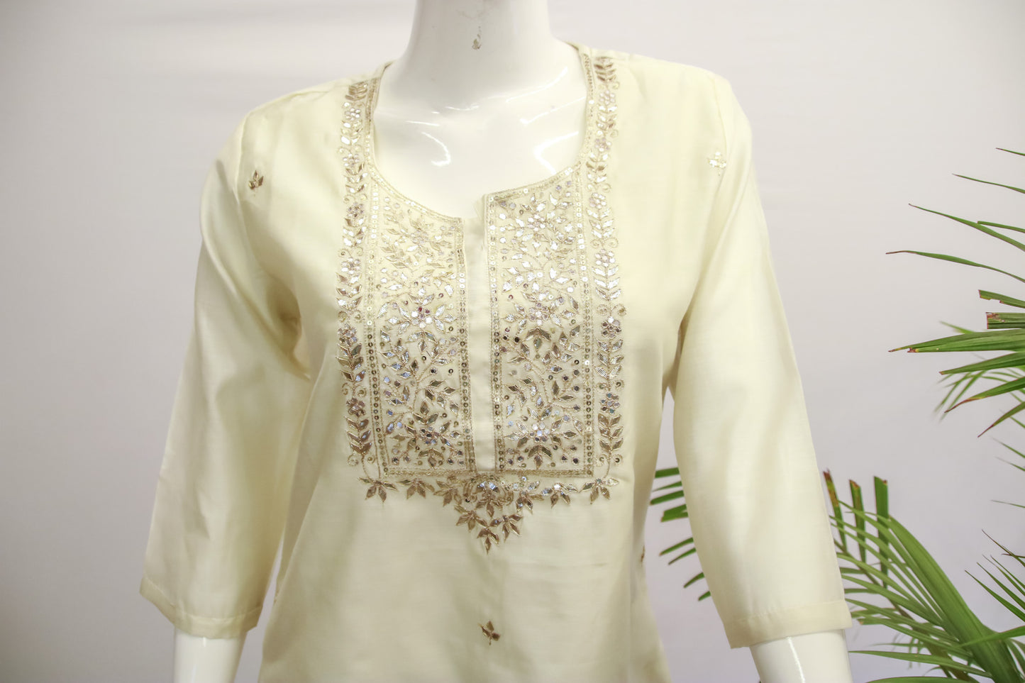 Cream Silk Dupatta Set