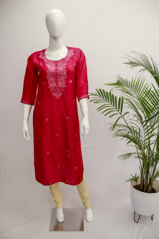 Silk Pink Kurti