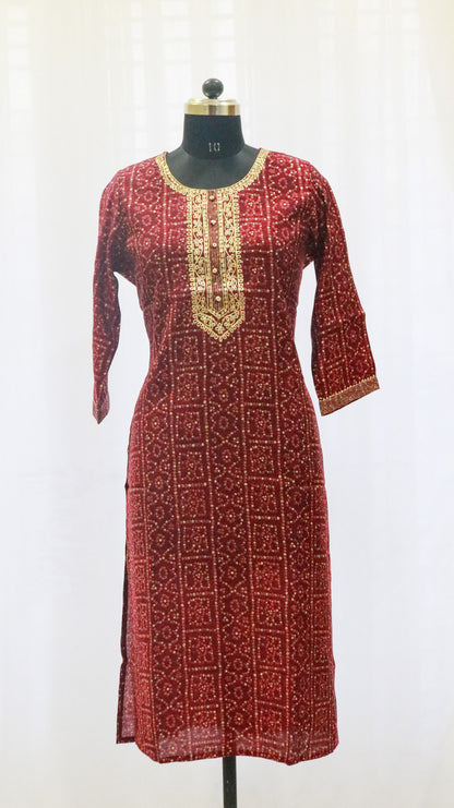 Bandhini Muslin Silk Kurta