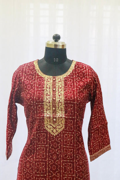Bandhini Muslin Silk Kurta