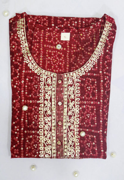 Bandhini Muslin Silk Kurta