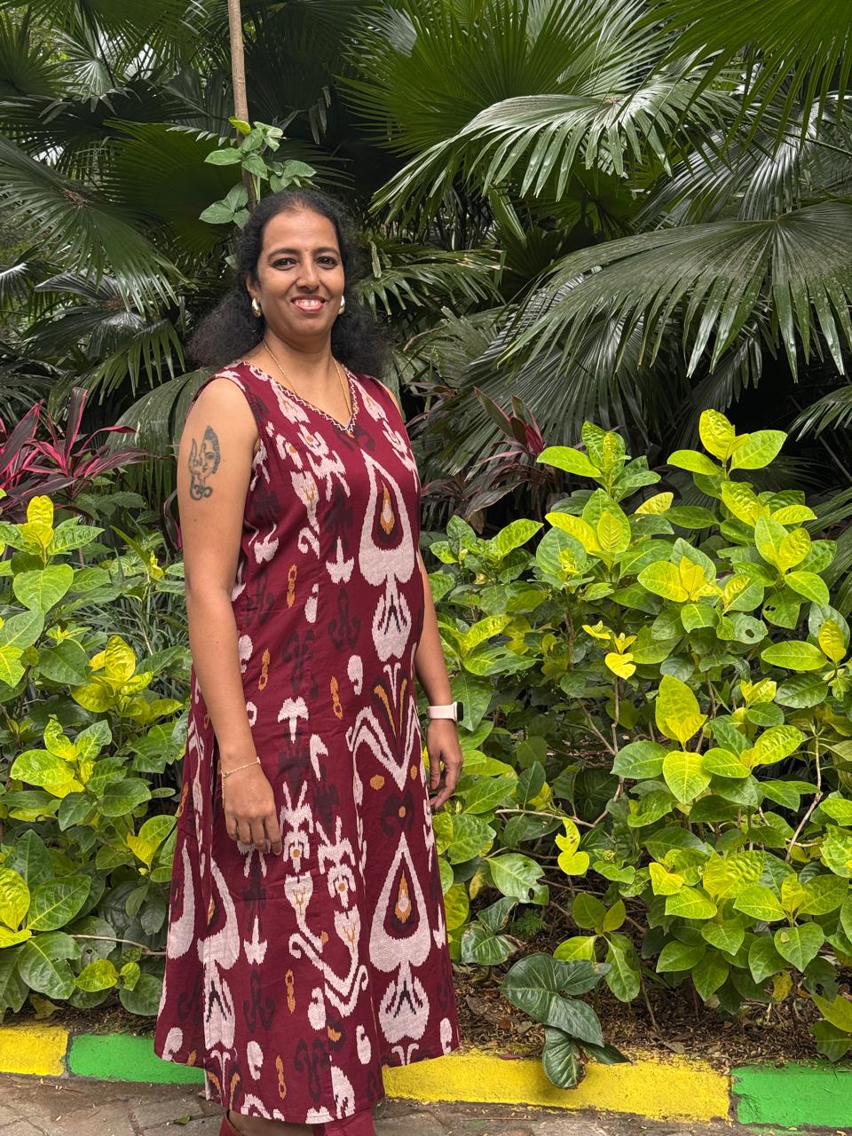 Sleeveless Maroon Kurta Pant Set