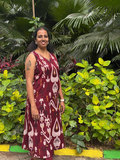 Sleeveless Maroon Kurta Pant Set