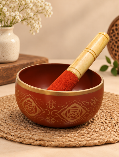 Red  Chakra Singing Bowl with Wooden Mallet and Cushion – 4.5 Inch (Copy)