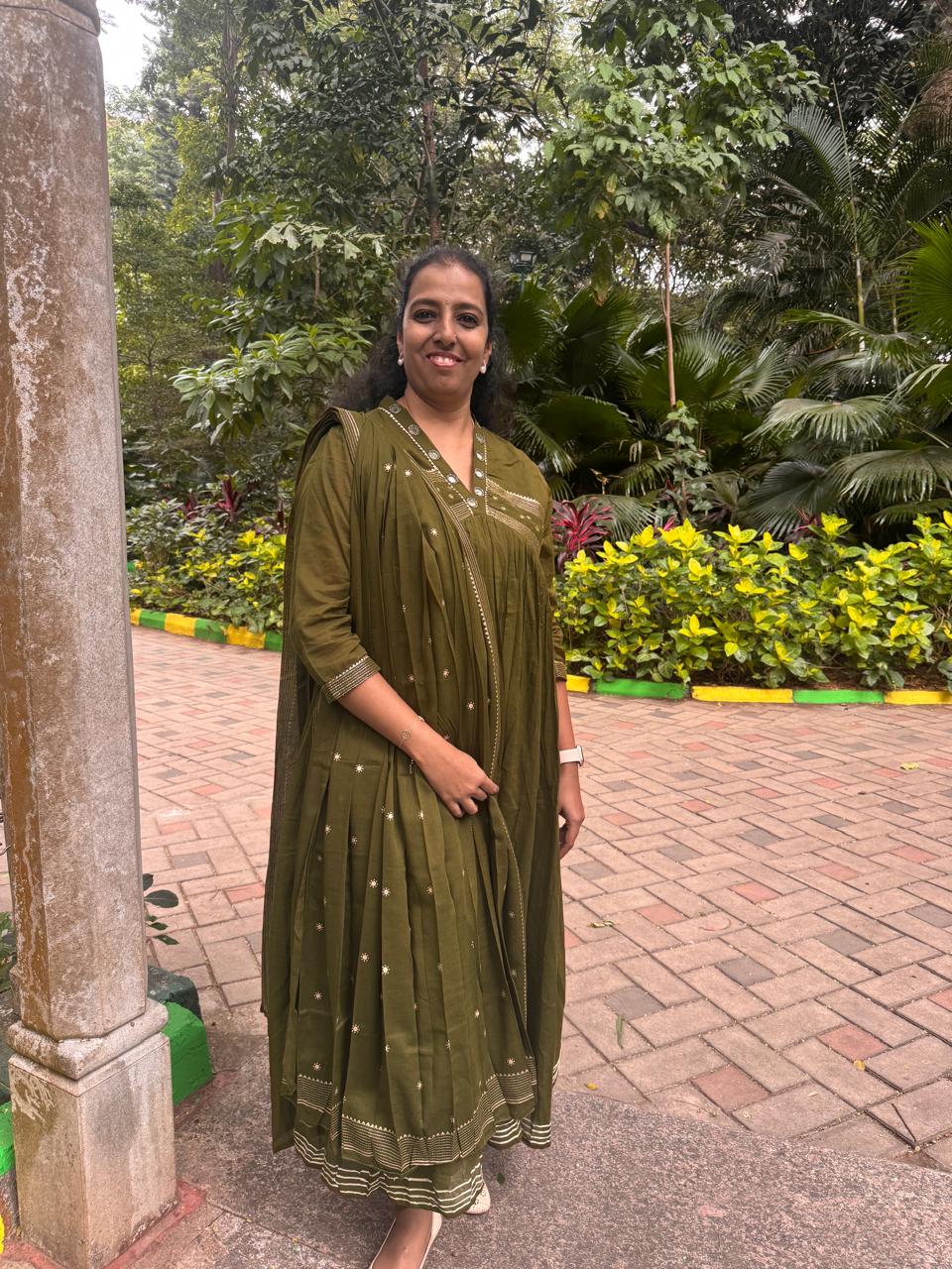 Olive Green Flared Suit Set