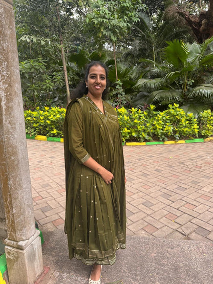 Olive Green Flared Suit Set