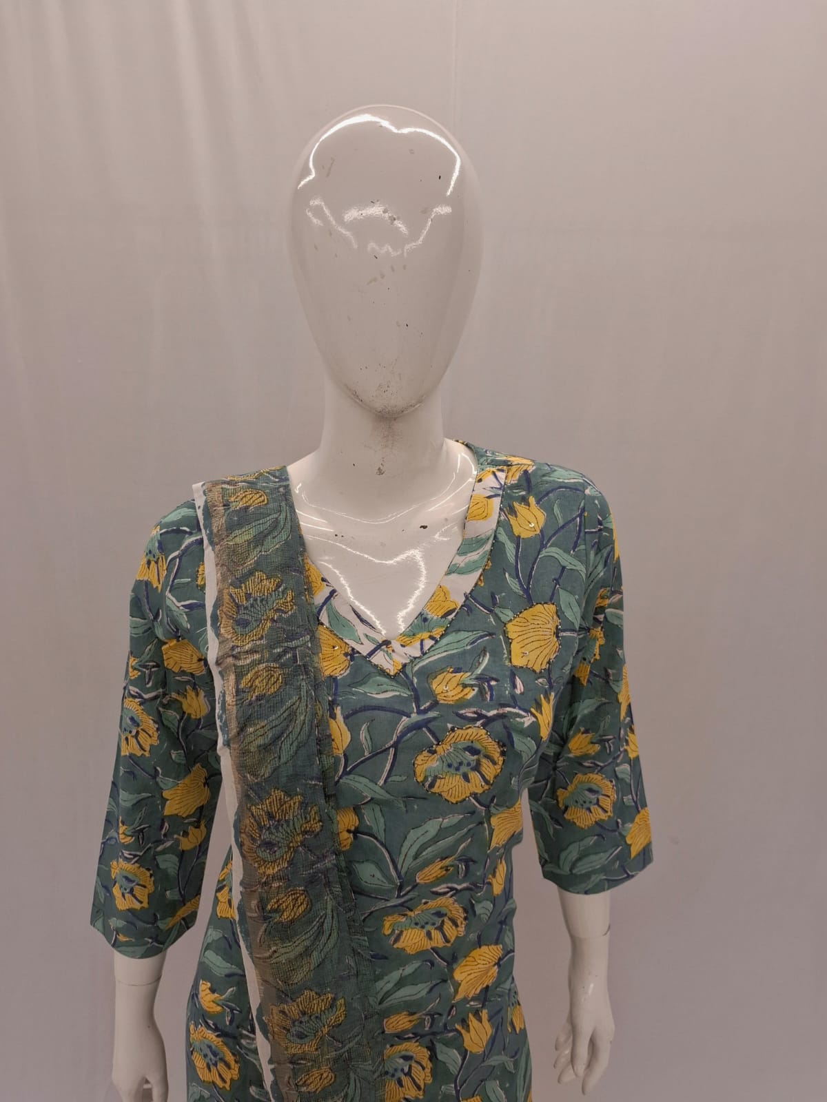 Cotton Green Dupatta Set