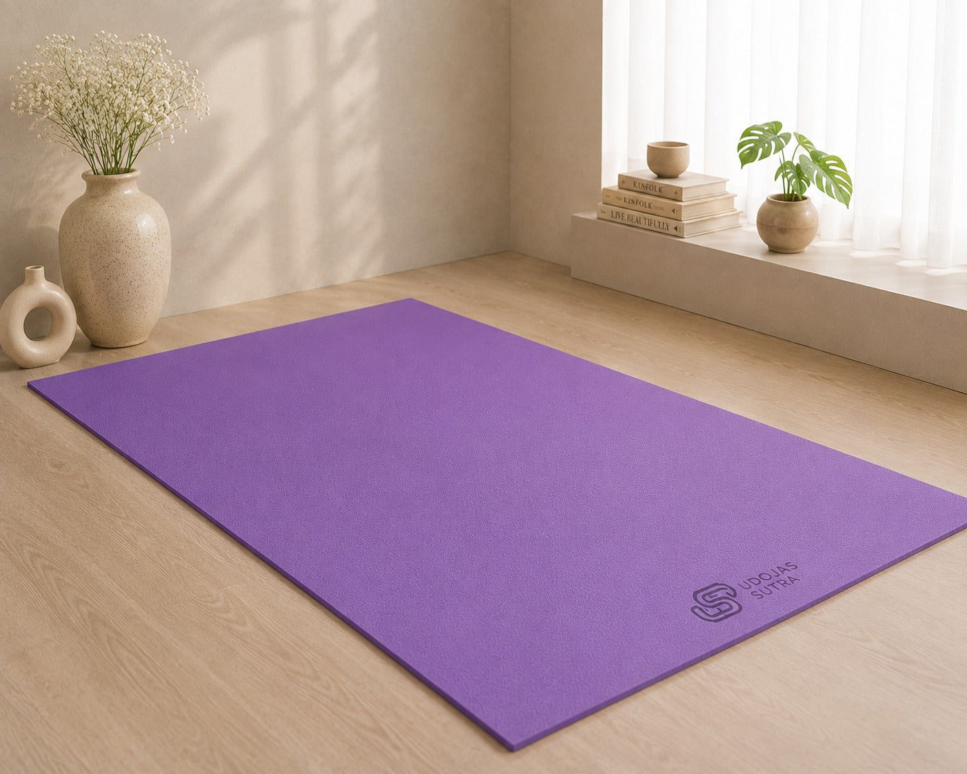 Premium 4mm EVA Yoga Mat with Carry Strap – Purple