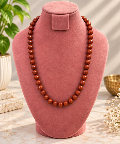 10-inch natural Red Agate crystal bead necklace with polished diamond-cut beads