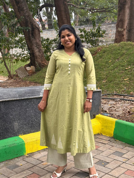 Pastel Green A Line Top & Pant set