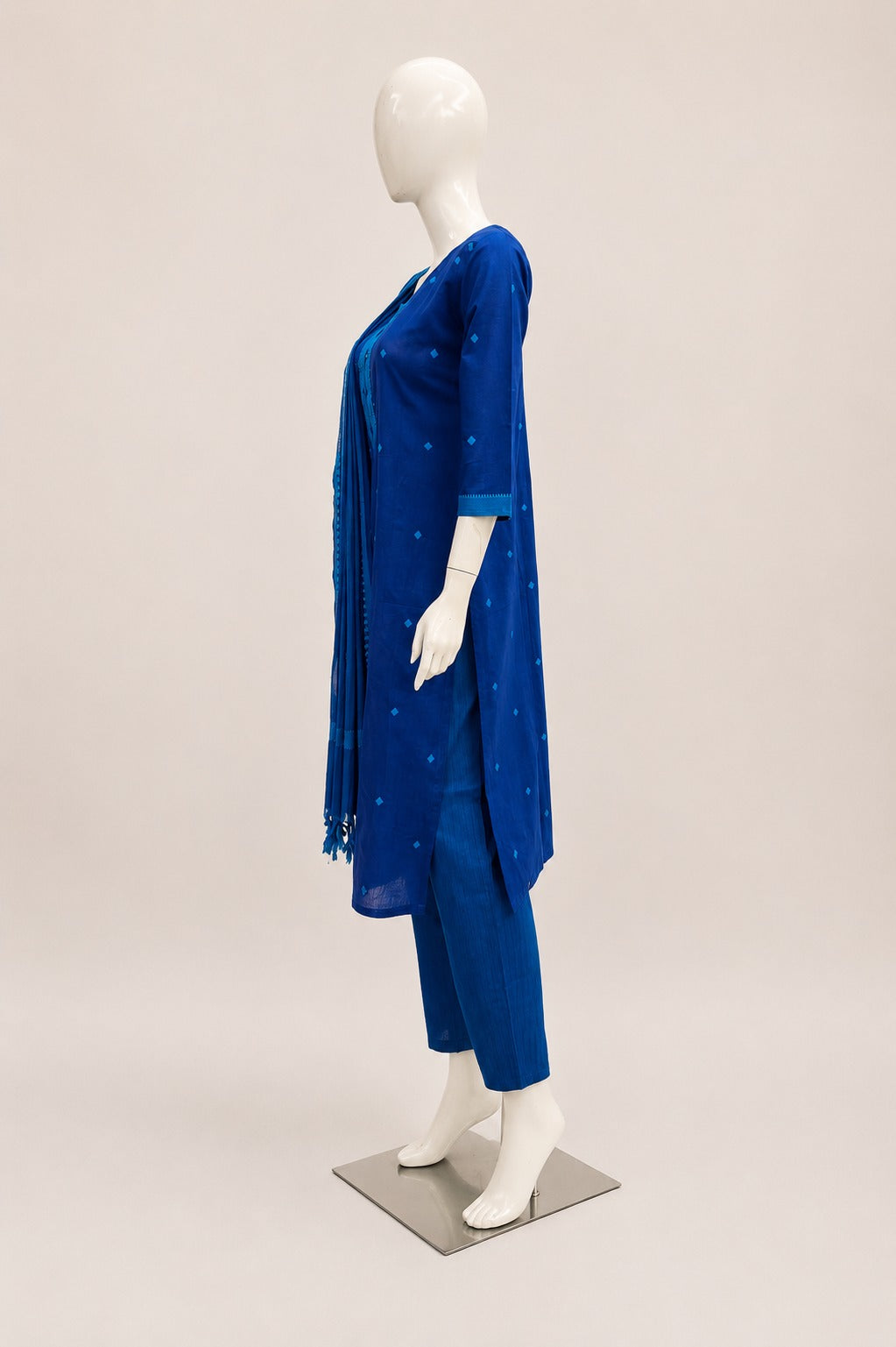 Handloom Cotton Blue Dupatta Set