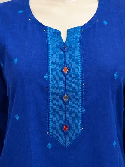 Handloom Cotton Blue Dupatta Set