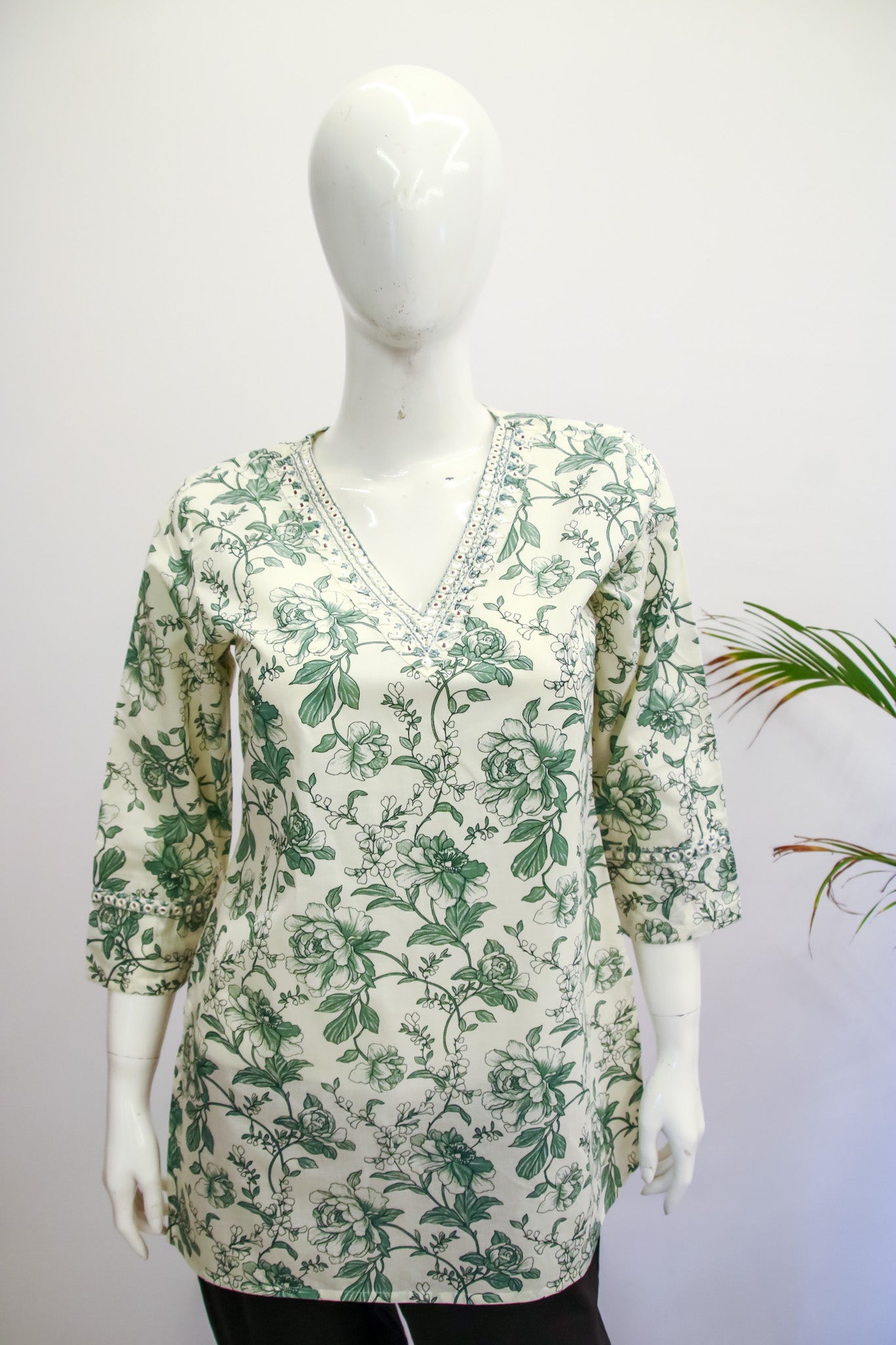 White Floral Short Top