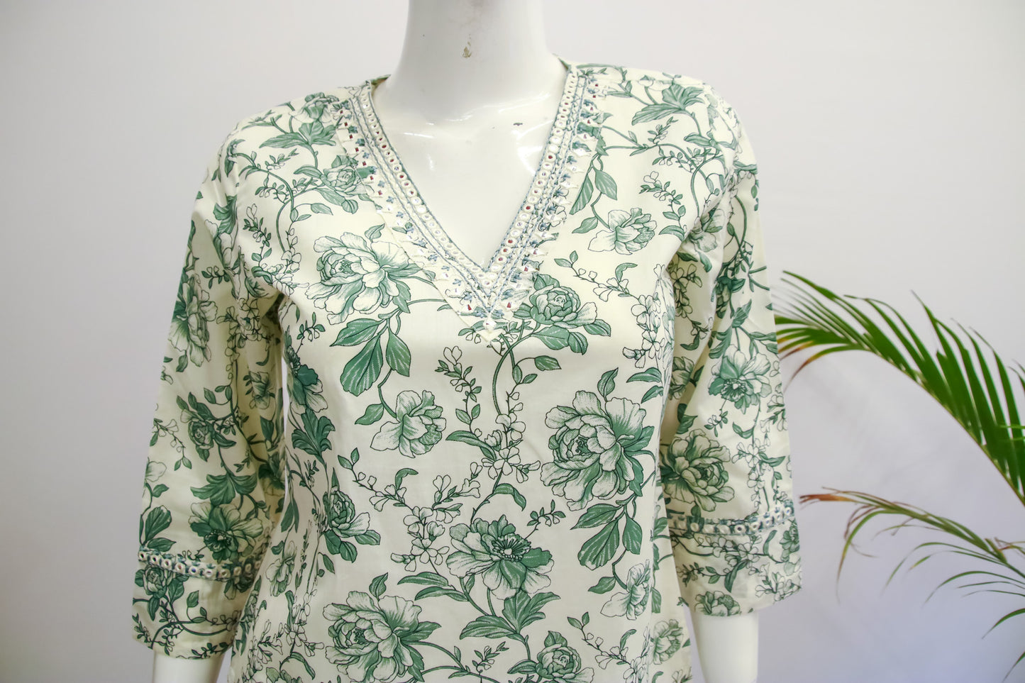 White Floral Short Top
