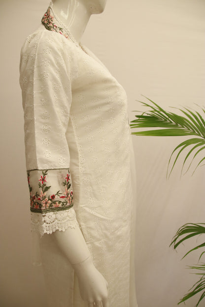 White Hacoba Dupatta Set