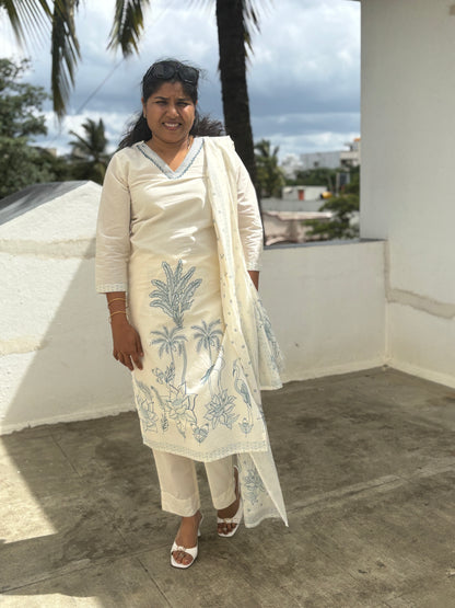 White Cotton Printed Dupatta Set with Floral Embroidery

Straight Cotton Kurta with V-Neck Embroidery – White Color

White Cotton Palazzo Pants with Drawstring Waist

2.5m Floral Print Cotton Dupatta – White Suit Set

Elegant White Cotton Dupatta Set for Casual & Office Wear