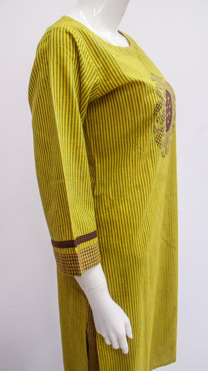 Yellow with brown stripes Top & Pant set
