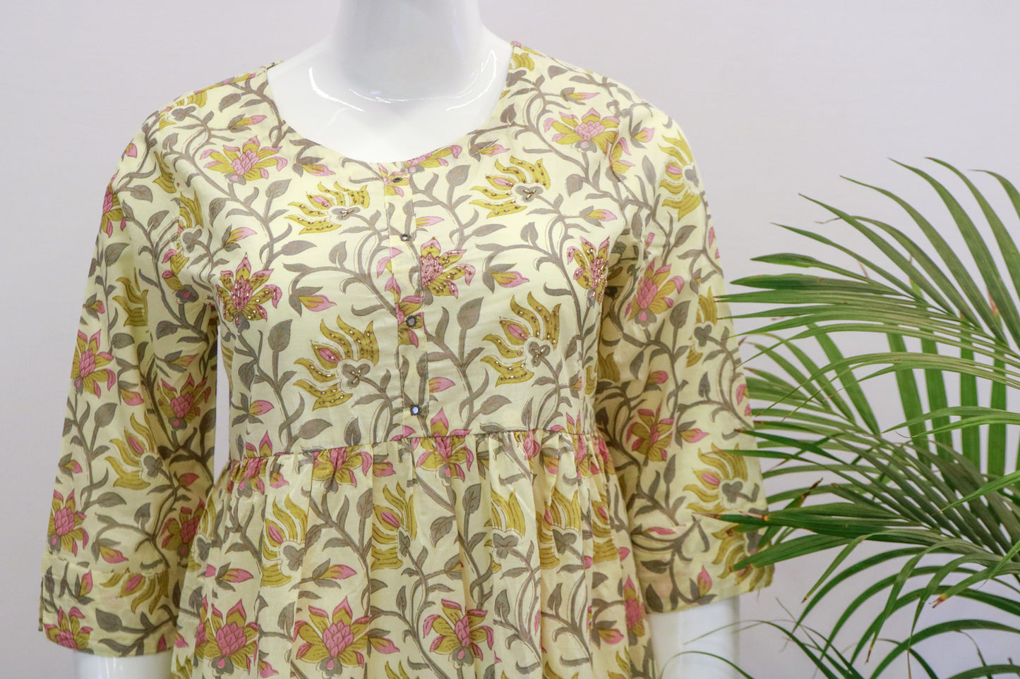 Yellow Cotton Dupatta Set