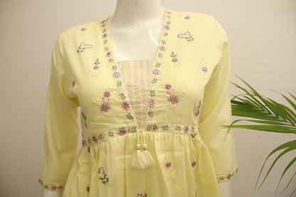 Cotton Yellow Dupatta Set