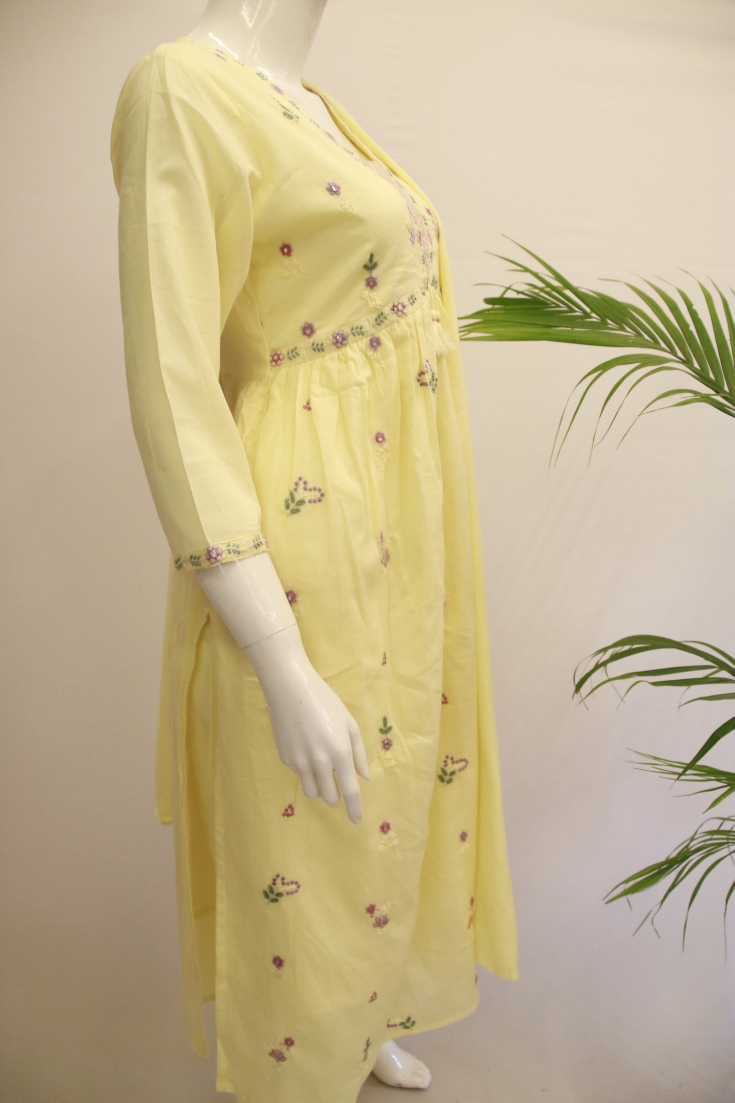 Cotton Yellow Dupatta Set
