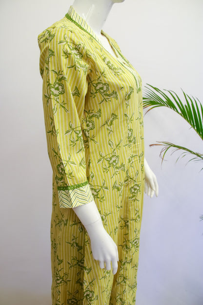 Yellow Cotton Top & Pant Set