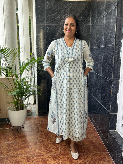 White printed Dupatta Set